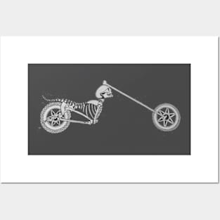 motorbike skeleton old skull head  minimalist Posters and Art